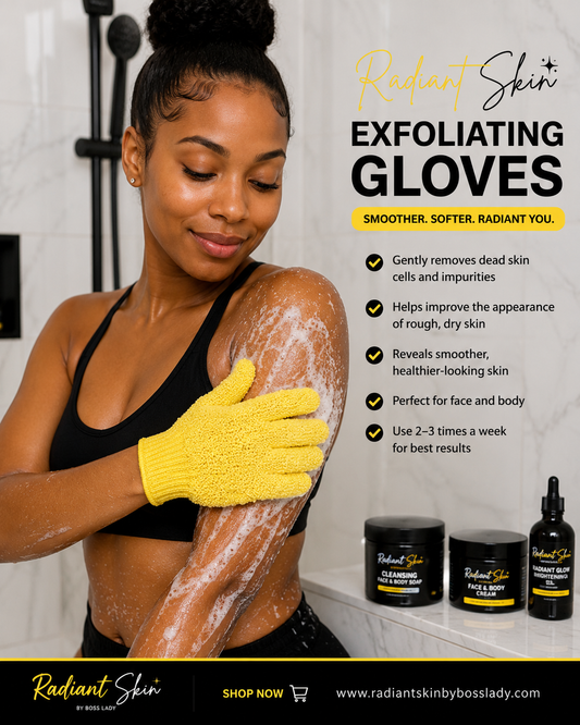 Radiant Skin Exfoliating Gloves – Face & Body Scrub Gloves (1 Pair)