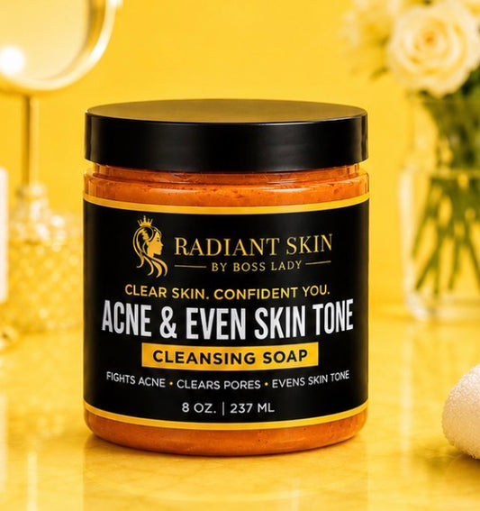 Radiant Skin By Boss Lady Acne & Even Skin Tone Cleansing Soap 8 Oz