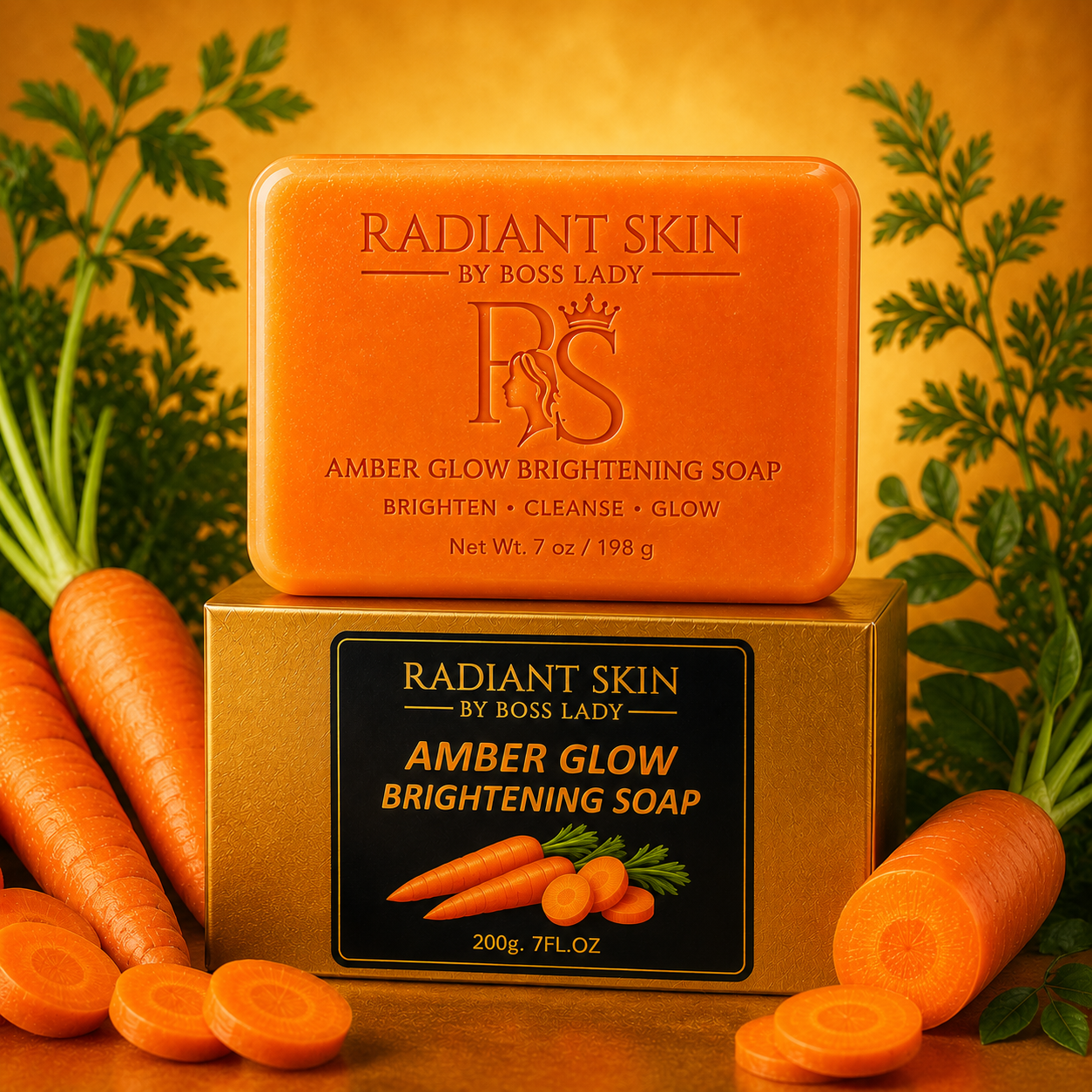 Amber Glow Brightening Soap – Cleansing Face & Body Soap (7 oz / 198 g)