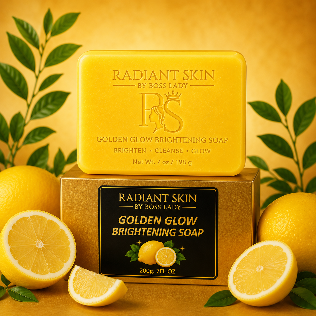 Golden Glow Brightening Soap – Cleansing Face & Body Soap (7 oz / 198 g)