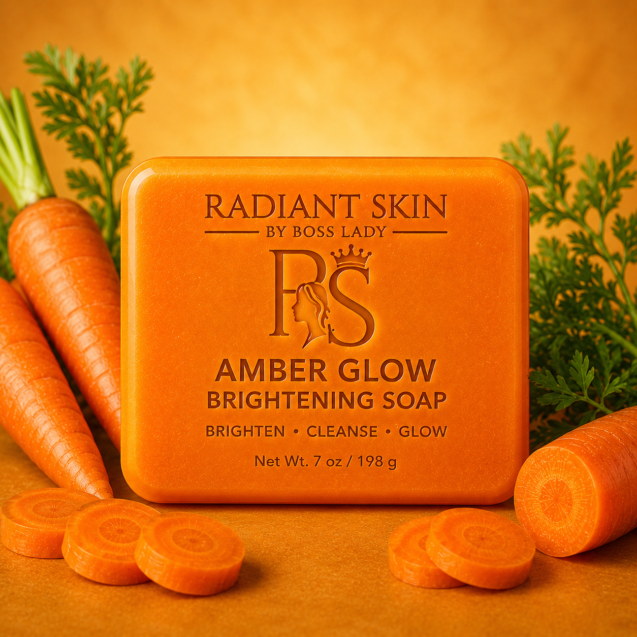 Amber Glow Brightening Soap – Cleansing Face & Body Soap (7 oz / 198 g)