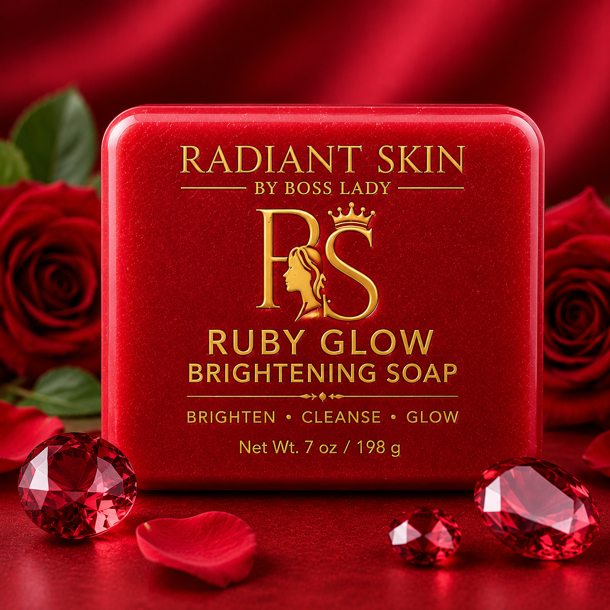 Ruby Glow Brightening Soap – Cleansing Face & Body Soap (7 oz / 198g)