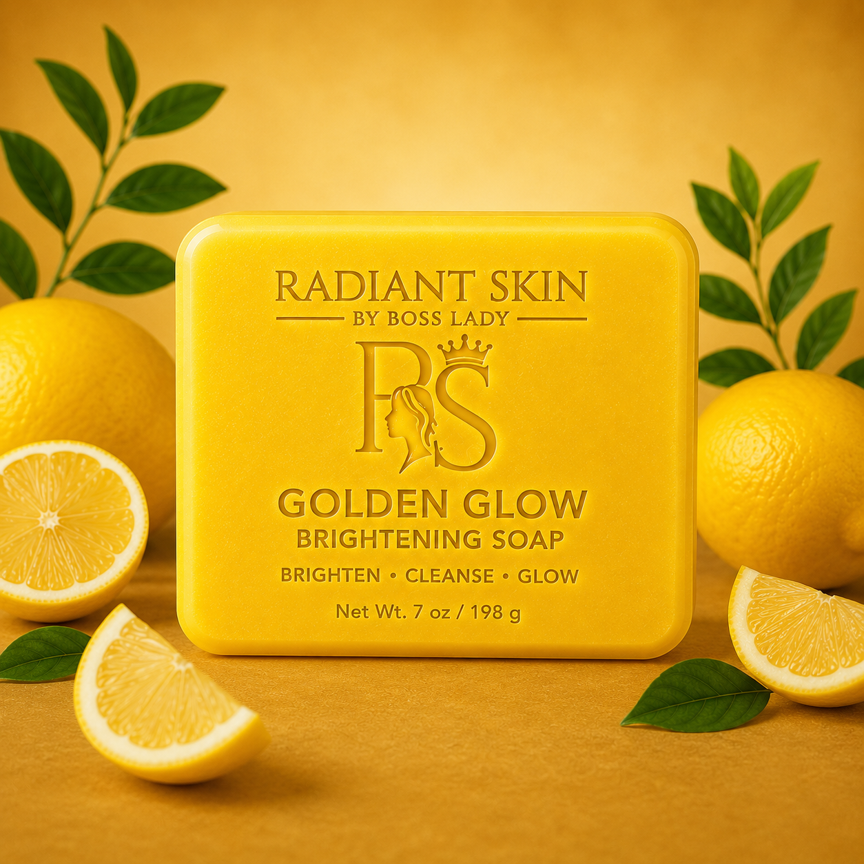 Golden Glow Brightening Soap – Cleansing Face & Body Soap (7 oz / 198 g)