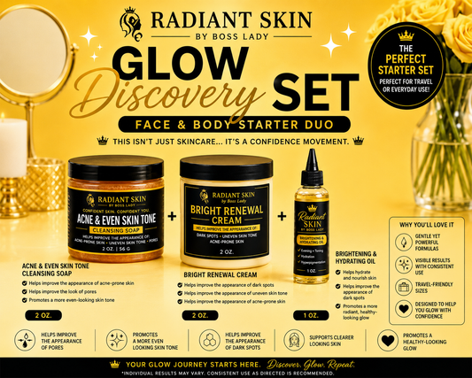 The Glow Discovery Set– Cleansing Soap, Bright Renewal Cream & Brightening Oil Starter Kit